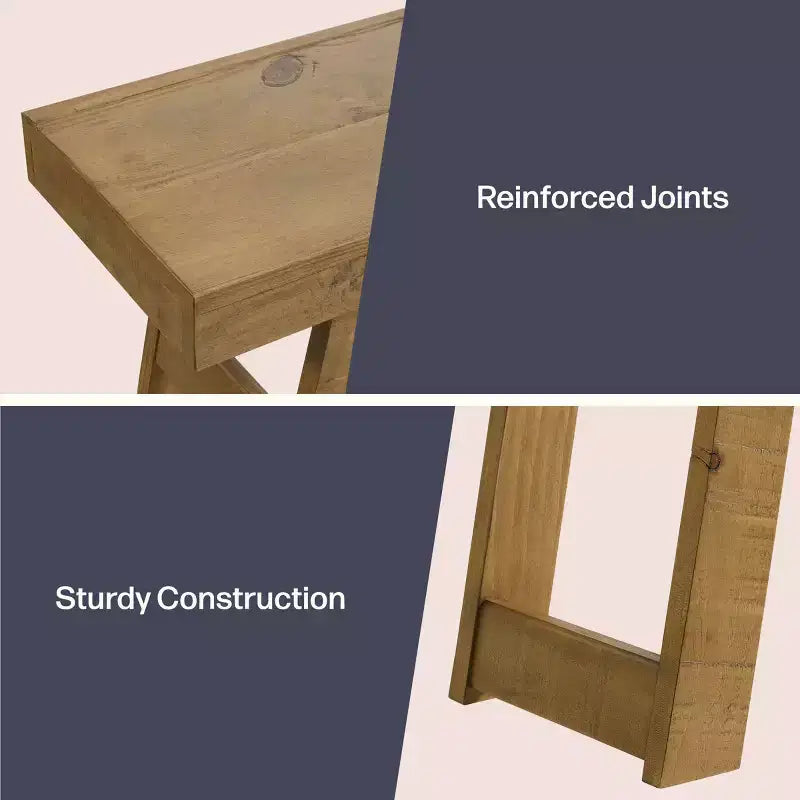 Consolle in legno massello Lawas di Alaterre Furniture - Tavolino da ingresso piccolo in stile moderno coloniale di 91 cm