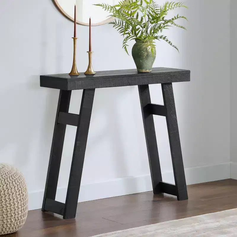 Consolle in legno massello Lawas di Alaterre Furniture - Tavolino da ingresso piccolo in stile moderno coloniale di 91 cm