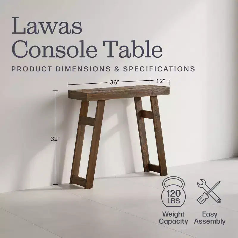 Consolle in legno massello Lawas di Alaterre Furniture - Tavolino da ingresso piccolo in stile moderno coloniale di 91 cm