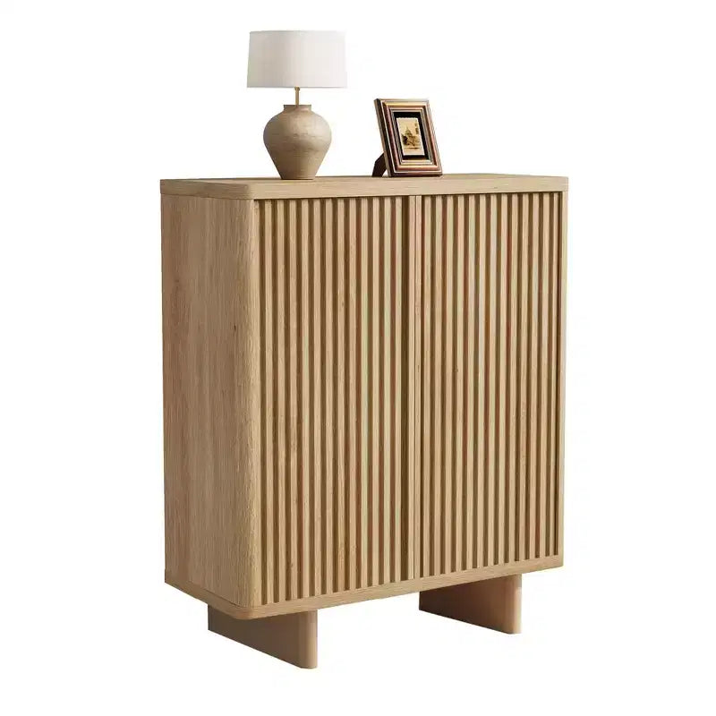 Scarpiera da 80 cm con Anta Scanalata, Mobile Contenitore a 5 Livelli con 4 Ripiani Regolabili, Panchina Rustica da Ingresso per Corridoio e Foyer