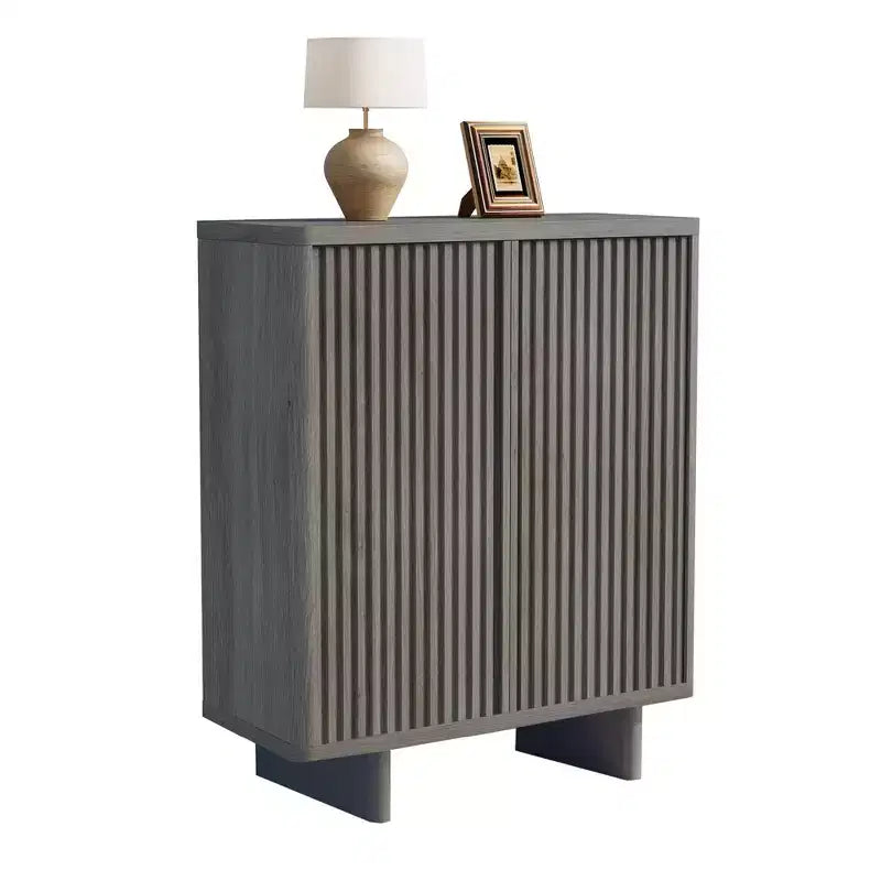 Scarpiera da 80 cm con Anta Scanalata, Mobile Contenitore a 5 Livelli con 4 Ripiani Regolabili, Panchina Rustica da Ingresso per Corridoio e Foyer
