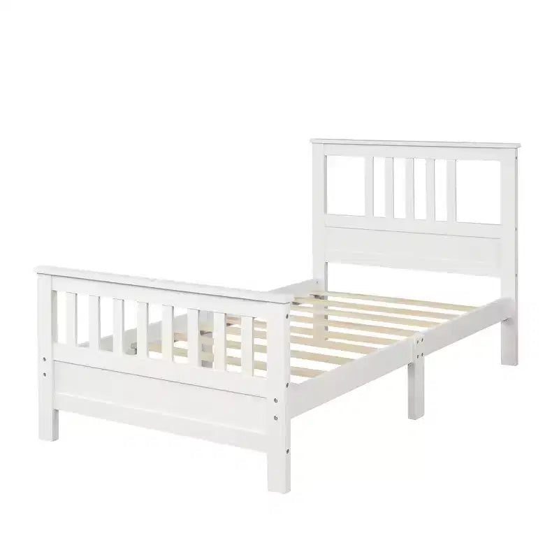 Piattaforma letto in legno Luxystar con testiera e pediera, bianco