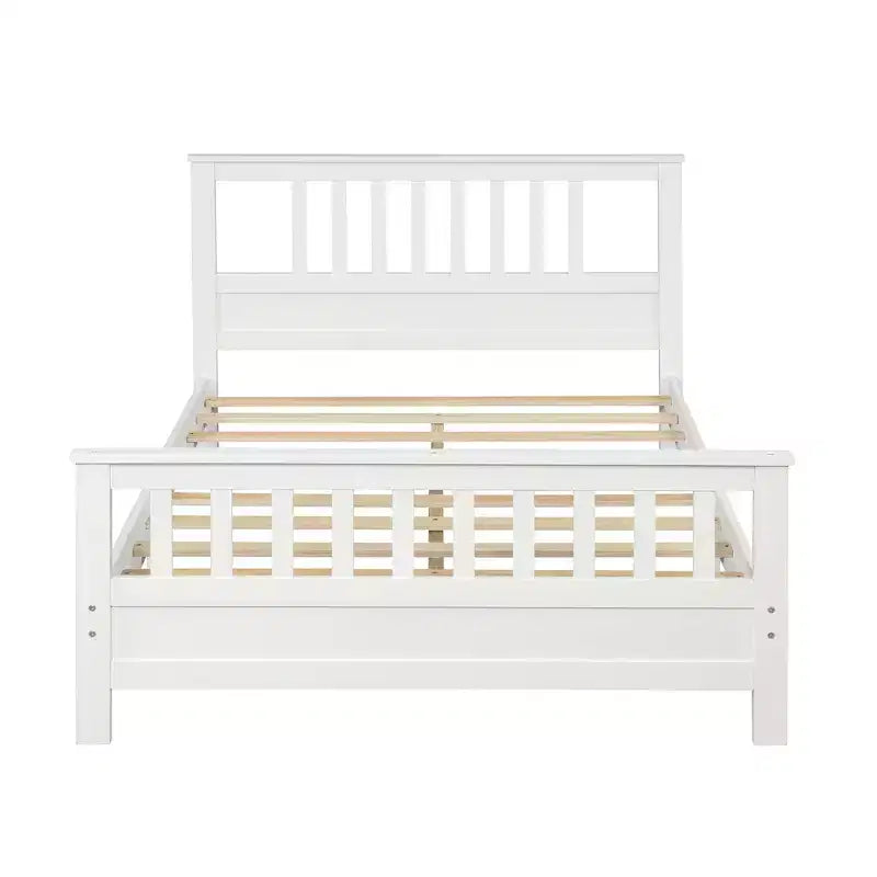 Piattaforma letto in legno Luxystar con testiera e pediera, bianco