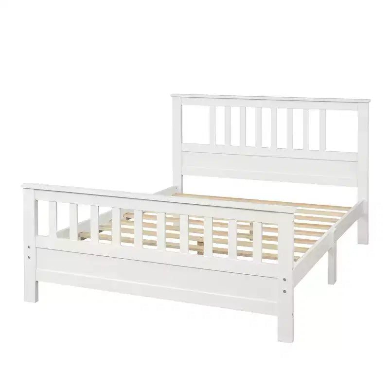 Piattaforma letto in legno Luxystar con testiera e pediera, bianco