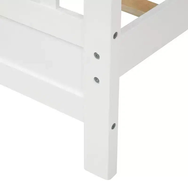 Piattaforma letto in legno Luxystar con testiera e pediera, bianco
