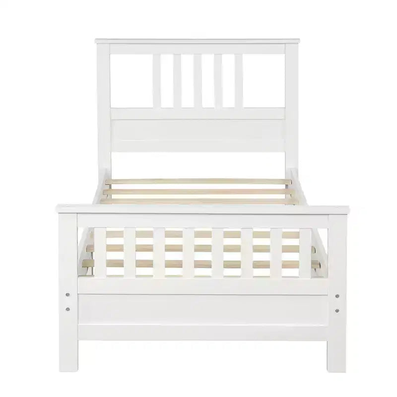 Piattaforma letto in legno Luxystar con testiera e pediera, bianco