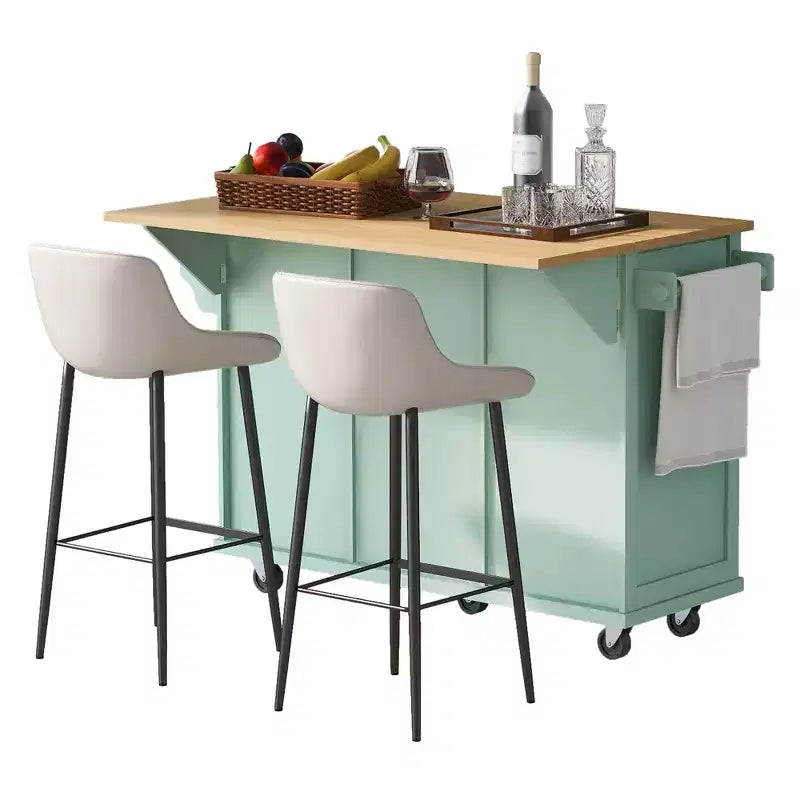 TUYOHW Isola da Cucina con Ruote da 134,8 cm con Anta a Ribalta, Mobile Contenitore e 3 Cassetti