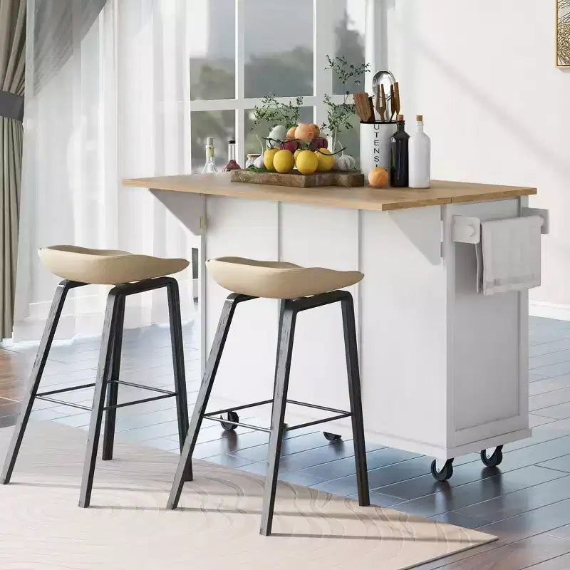 TUYOHW Isola da Cucina con Ruote da 134,8 cm con Anta a Ribalta, Mobile Contenitore e 3 Cassetti
