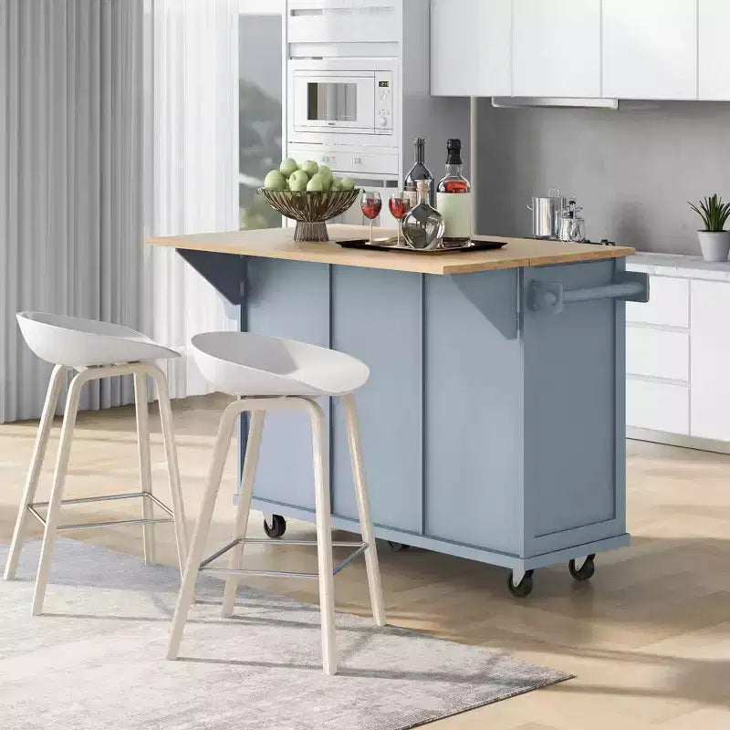 TUYOHW Isola da Cucina con Ruote da 134,8 cm con Anta a Ribalta, Mobile Contenitore e 3 Cassetti